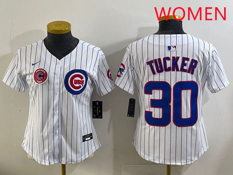 Women 2025 Chicago Cubs #30 Tucker White Stripe Game Nike MLB Jersey style 7